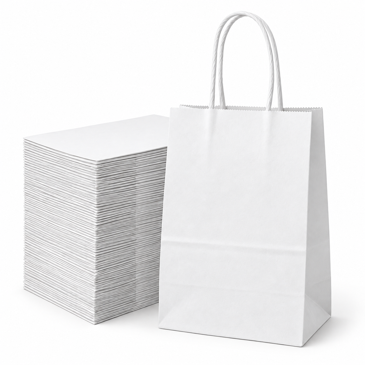 72x Kraft Paper Gift Bags Shopping Carry Craft White Bag w/ Handles Bulk (33x26x12cm)
