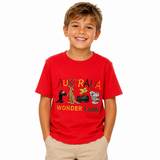 Kids Australian Animals T-Shirt - Red (100% Cotton Childrens Souvenir Gift Top)