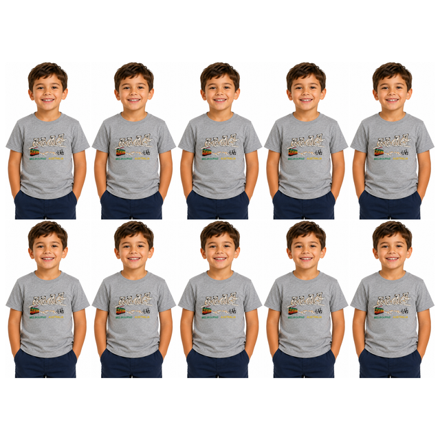 10x Kids Koala Melbourne Australia T-Shirt Bulk Pack - Grey (100% Cotton Childrens Souvenir Gift Top)