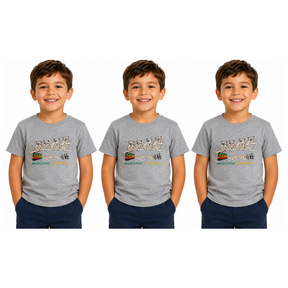 3x Kids Koala Melbourne Australia T-Shirt Pack - Grey (100% Cotton Childrens Souvenir Gift Top) - 4