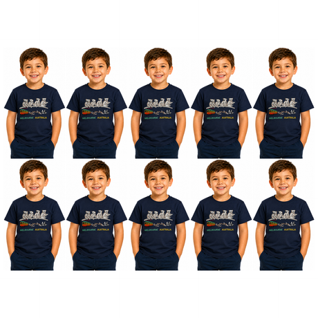 10x Kids Koala Melbourne Australia T-Shirt Bulk Pack - Navy Blue (100% Cotton Childrens Souvenir Gift Top)