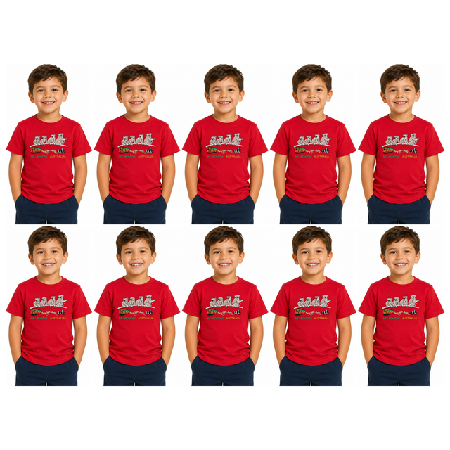 10x Kids Koala Melbourne Australia T-Shirt Bulk Pack - Red (100% Cotton Childrens Souvenir Gift Top)