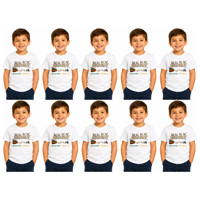 10x Kids Koala Melbourne Australia T-Shirt Bulk Pack - White (100% Cotton Childrens Souvenir Gift Top)