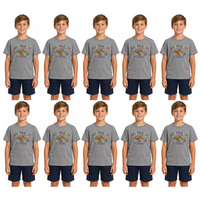 10x Kids Kangaroo Australia T-Shirt Bulk Pack - Grey (100% Cotton Childrens Souvenir Gift Top)
