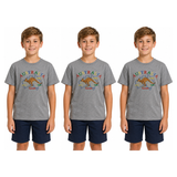 3x Kids Kangaroo Australia T-Shirt Pack - Grey (100% Cotton Childrens Souvenir Gift Top)