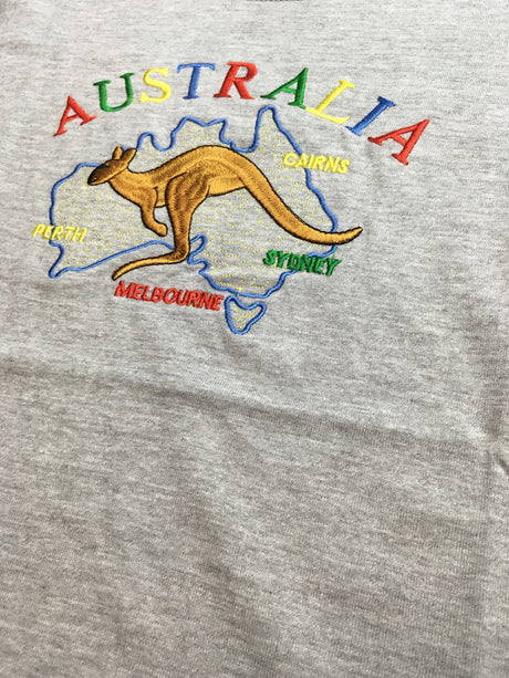 Kids Kangaroo Australia T-Shirt - Grey (100% Cotton Childrens Souvenir Gift Top)