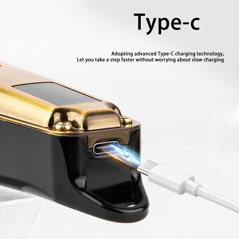 LCD Hair Clipper Barber Professional Electric Trimmer Shaver Beard Vintage - Gold