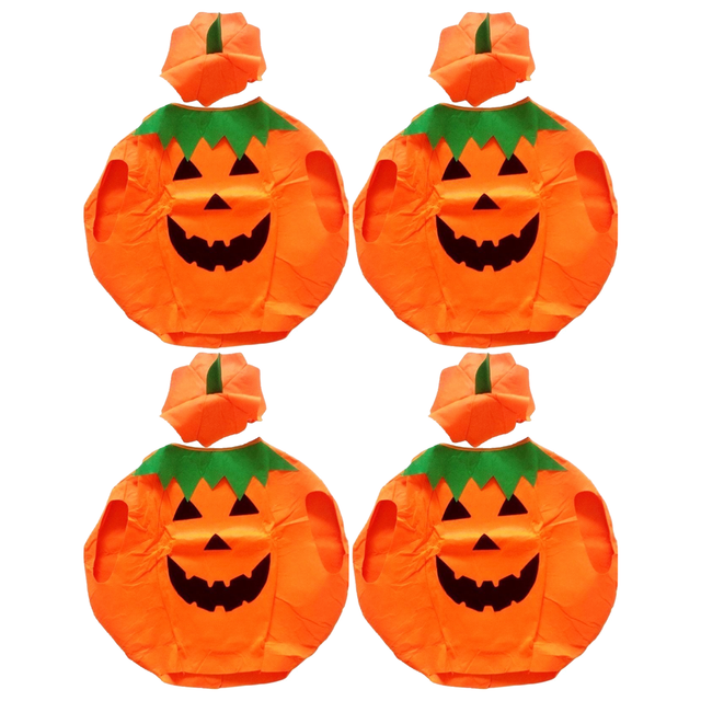 4x Kids Orange Pumpkin Costume Bulk Pack - Unisex (Book Week & Halloween Fancy Dress)