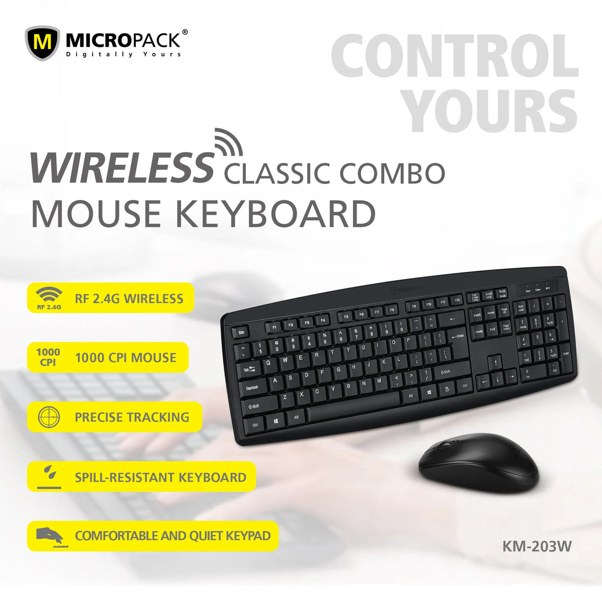 Water Resistant iFree Lite Classic Wireless Keyboard and Mouse Combo Set