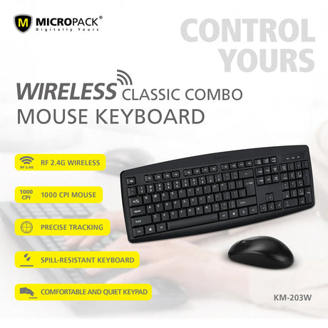 Water Resistant iFree Lite Classic Wireless Keyboard and Mouse Combo Set