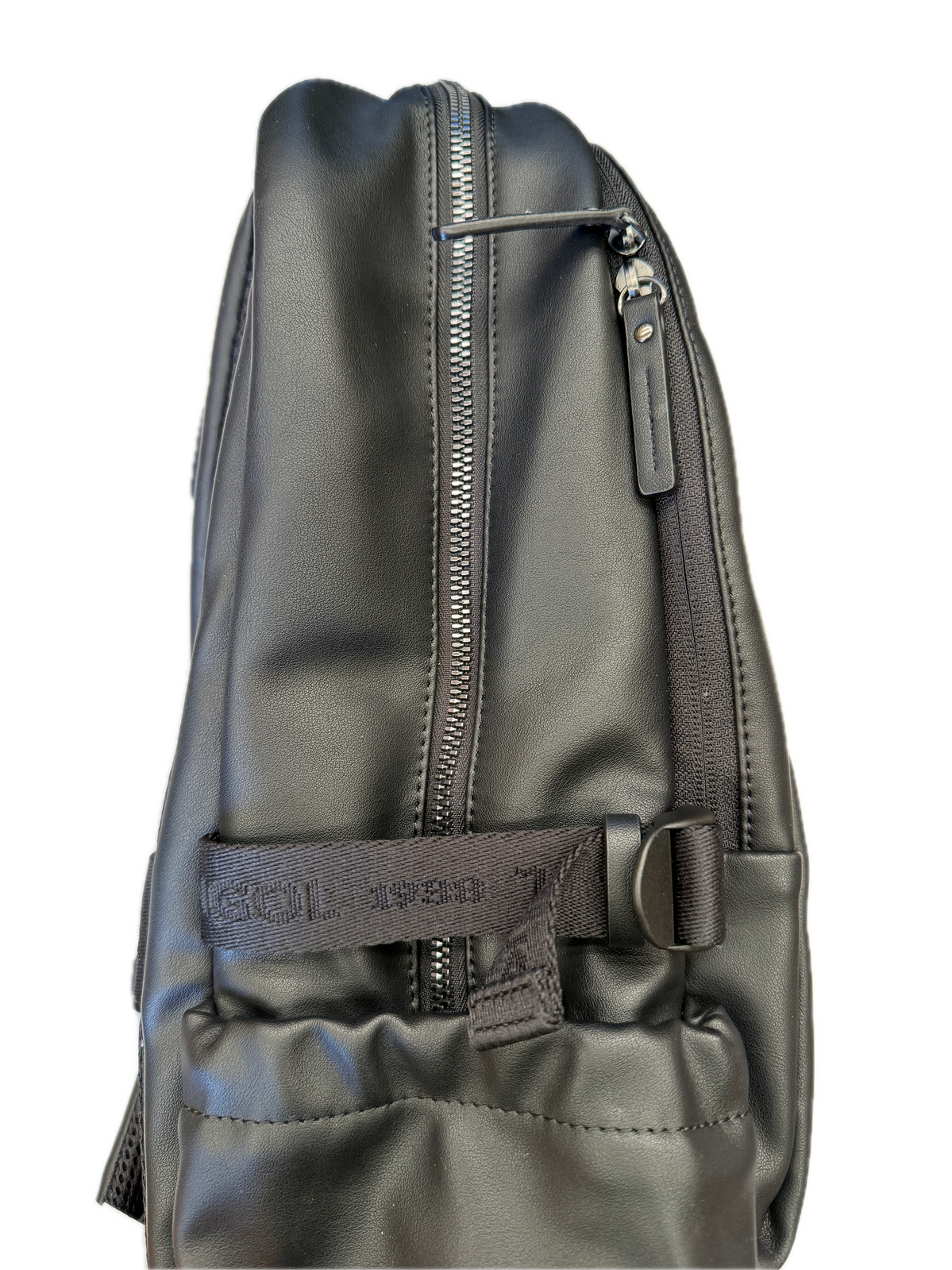 Kangol Leather Look Vinyl Backpack Bag w/ Laptop Sleeve in Black