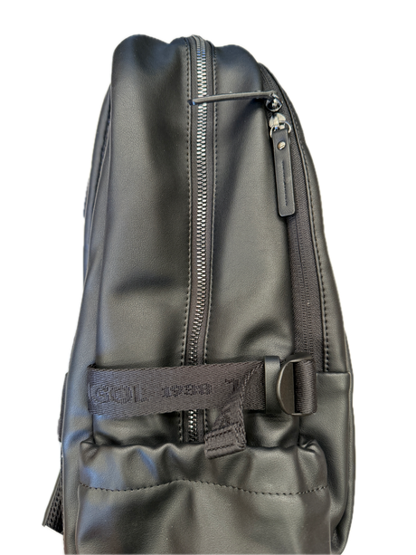 Kangol Leather Look Vinyl Backpack Bag w/ Laptop Sleeve in Black