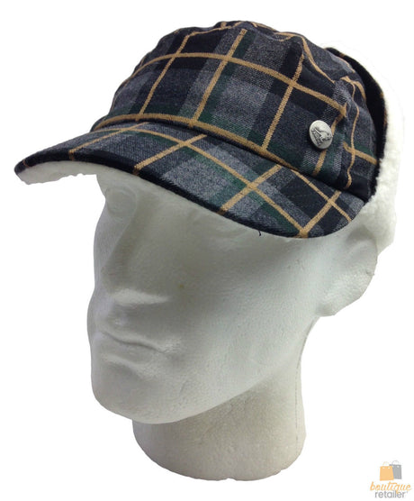 KANGOL Plaid Supre Ushanka Sherpa Chullo Lined Hat Warm Winter Ear Trapper Flying - Army Green/Black/Red