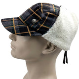 KANGOL Plaid Supre Ushanka Trapper Hat - Grey/Black (Sherpa Lined Cap w/ Ear Flaps)