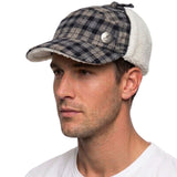 KANGOL Plaid Supre Ushanka Trapper Hat - Black/Grey (Sherpa Lined Cap w/ Ear Flaps)