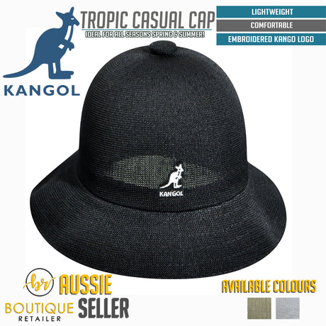 Kangol Tropic Casual Bucket Hat - Black (Summer Sun Brim K2084ST)