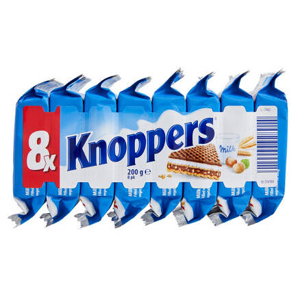Knoppers Wafers 8 Pack 200g Milk Chocolate Hazelnut Snack - Made in Germany (Fresh Batch)
