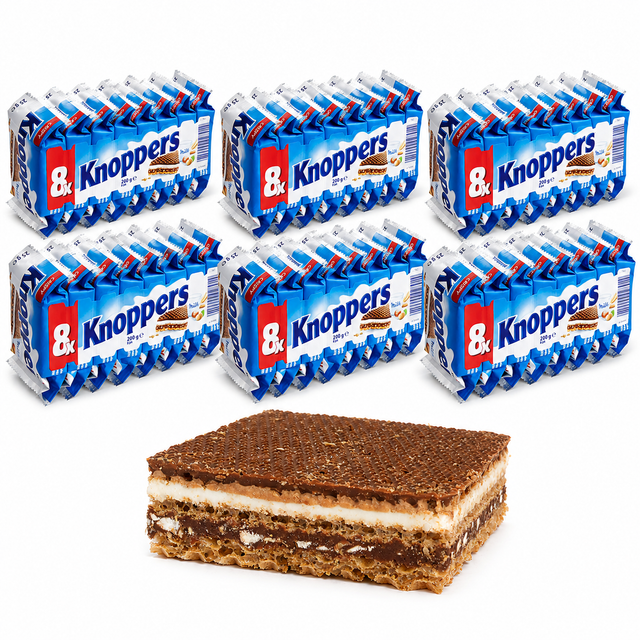 Knoppers Wafers 48 Pack 200g Milk Chocolate Hazelnut Snack - Made in Germany (Fresh Batch)