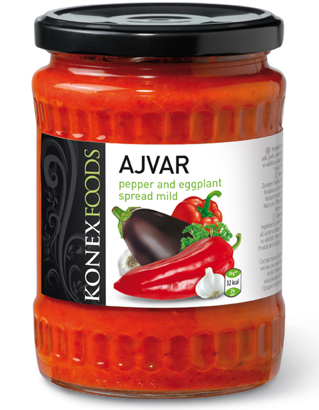 3x 350g Konex Tiva Ajvar Spread Bulk Pack - Mild Roasted Pepper Relish Dip - Product of Bulgaria