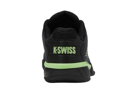 K-Swiss Mens Hypercourt Express 2 Wide 2E Tennis Shoes Durawrap CMEVA in Black/Soft Neon Green/Neon Lava