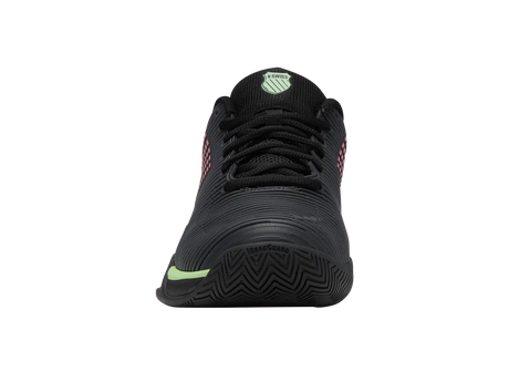 K-Swiss Mens Hypercourt Express 2 Wide 2E Tennis Shoes Durawrap CMEVA in Black/Soft Neon Green/Neon Lava