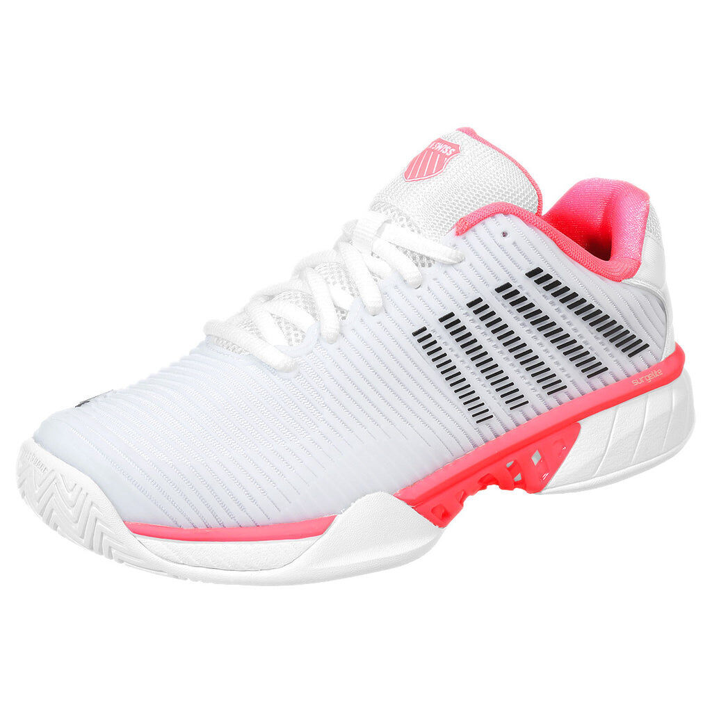 K-Swiss Womens Hypercourt Express 2 Tennis Shoes Durawrap Flex CMEVA in White/Neon Pastel Pink