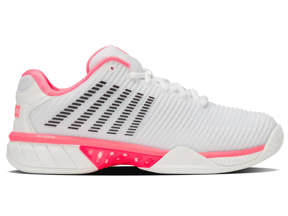 K-Swiss Womens Hypercourt Express 2 Tennis Shoes Durawrap Flex CMEVA in White/Neon Pastel Pink