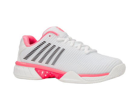 K-Swiss Womens Hypercourt Express 2 Tennis Shoes Durawrap Flex CMEVA in White/Neon Pastel Pink