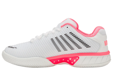 K-Swiss Womens Hypercourt Express 2 Tennis Shoes Durawrap Flex CMEVA in White/Neon Pastel Pink