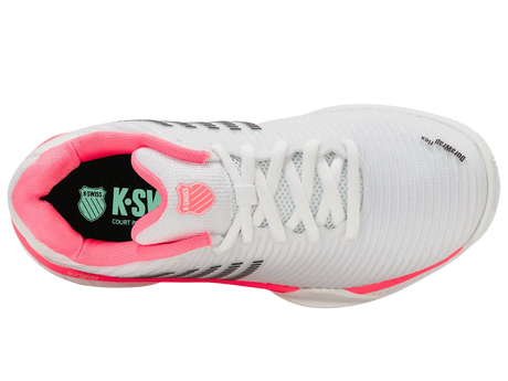 K-Swiss Womens Hypercourt Express 2 Tennis Shoes Durawrap Flex CMEVA in White/Neon Pastel Pink