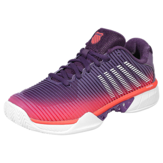 K-Swiss Womens Hypercourt Express 2 Tennis Shoes in Purple Plumeria/Hot Coral