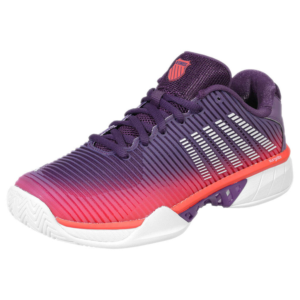 K-Swiss Womens Hypercourt Express 2 Tennis Shoes in Purple Plumeria/Hot Coral