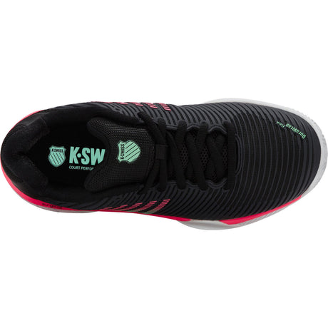K-Swiss Womens Hypercourt Express 2 Clay Court Tennis Shoes in Black/White/Neon Mint