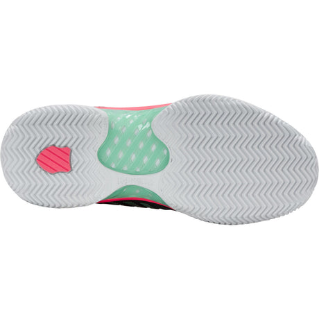 K-Swiss Womens Hypercourt Express 2 Clay Court Tennis Shoes in Black/White/Neon Mint