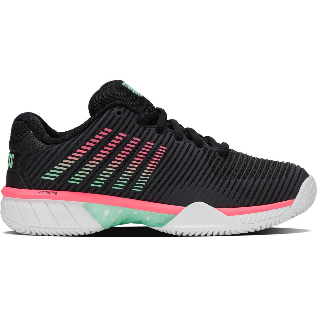 K-Swiss Womens Hypercourt Express 2 Clay Court Tennis Shoes in Black/White/Neon Mint