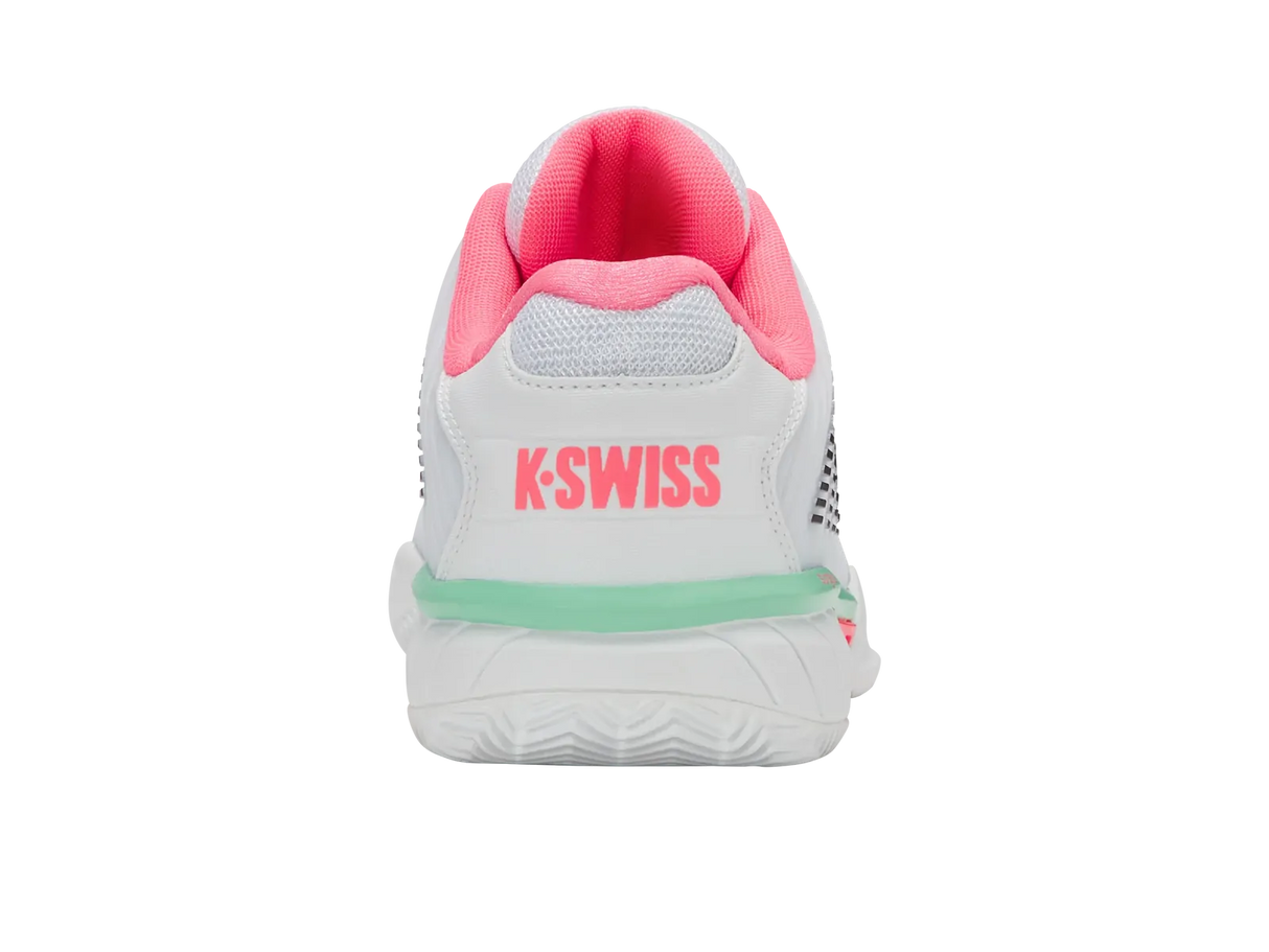 K-Swiss Womens Hypercourt Express 2 Clay Tennis Shoes Durawrap Flex CMEVA White/Neon Pastel