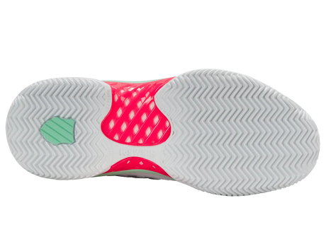K-Swiss Womens Hypercourt Express 2 Clay Tennis Shoes in White/Neon Pastel/Green