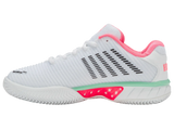 K-Swiss Womens Hypercourt Express 2 Clay Tennis Shoes in White/Neon Pastel/Green