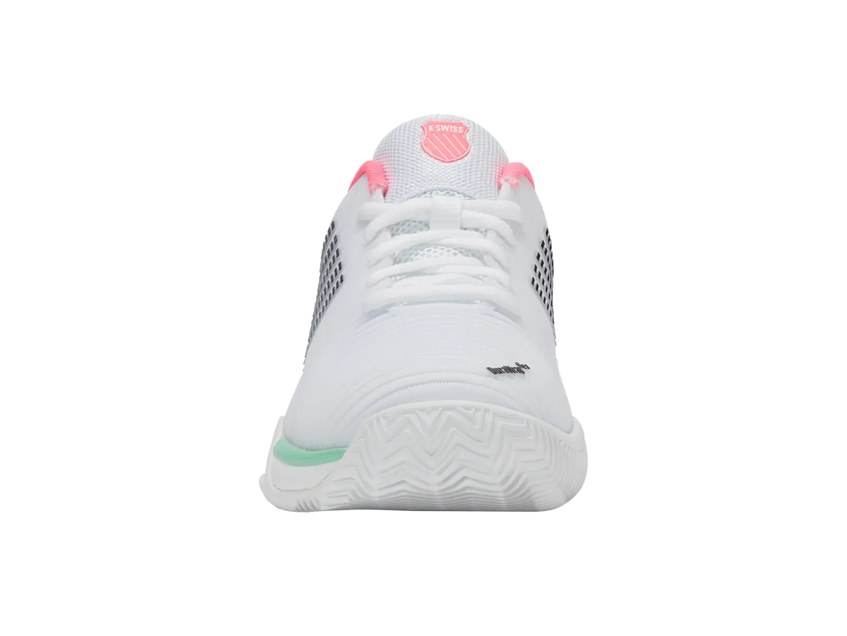 K-Swiss Womens Hypercourt Express 2 Clay Tennis Shoes Durawrap Flex CMEVA White/Neon Pastel