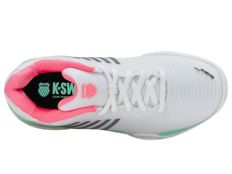 K-Swiss Womens Hypercourt Express 2 Clay Tennis Shoes in White/Neon Pastel/Green