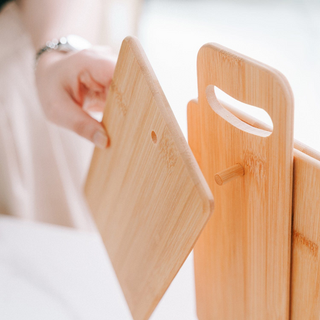4pc Bamboo 22x14cm Chopping Block/Cutting Board Set w/ Display Stand