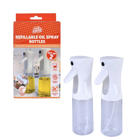 2x 200ml Refillable Oil Spray Bottles - Cooking Oil Sprayer (BPA Free)