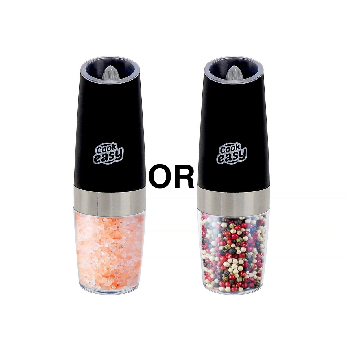 Cook Easy Electric Salt & Pepper Grinder - Gravity Sensor Refillable (Kitchen Spice Mill)