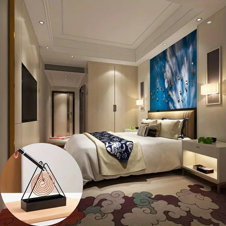 Green Metal Mosquito Incense Holder - Nordic Design with Ash Tray (For Home & Hotel)