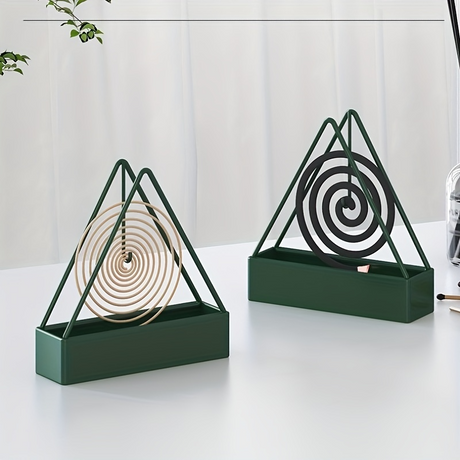 Green Metal Mosquito Incense Holder - Nordic Design with Ash Tray (For Home & Hotel)
