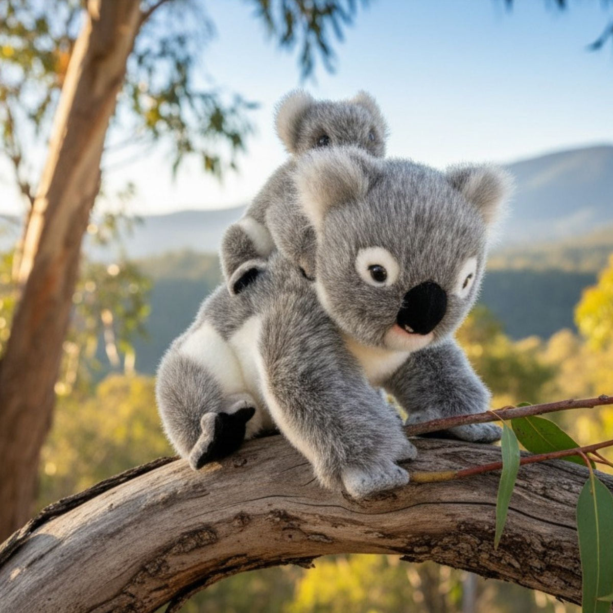 Bocchetta Kelly & Kiri 23cm Koala with Baby on Back Plush Toy - Grey (Australian Stuffed Animal Souvenir Gift)