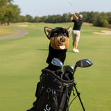 Bocchetta Kelpie Plush Golf Club Head Cover - Black/Tan (Novelty Animal Golfer Gift)