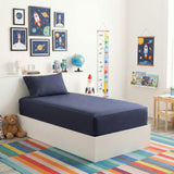 Park Avenue 500TC Natural Bamboo Cotton Kids Fitted Sheet & Pillowcase Set - Indigo (Anti-Wrinkle Satin Finish)