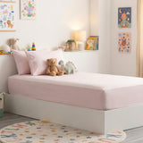 Park Avenue 500TC Natural Bamboo Cotton Kids Fitted Sheet & Pillowcase Set - Peach (Anti-Wrinkle Satin Finish)
