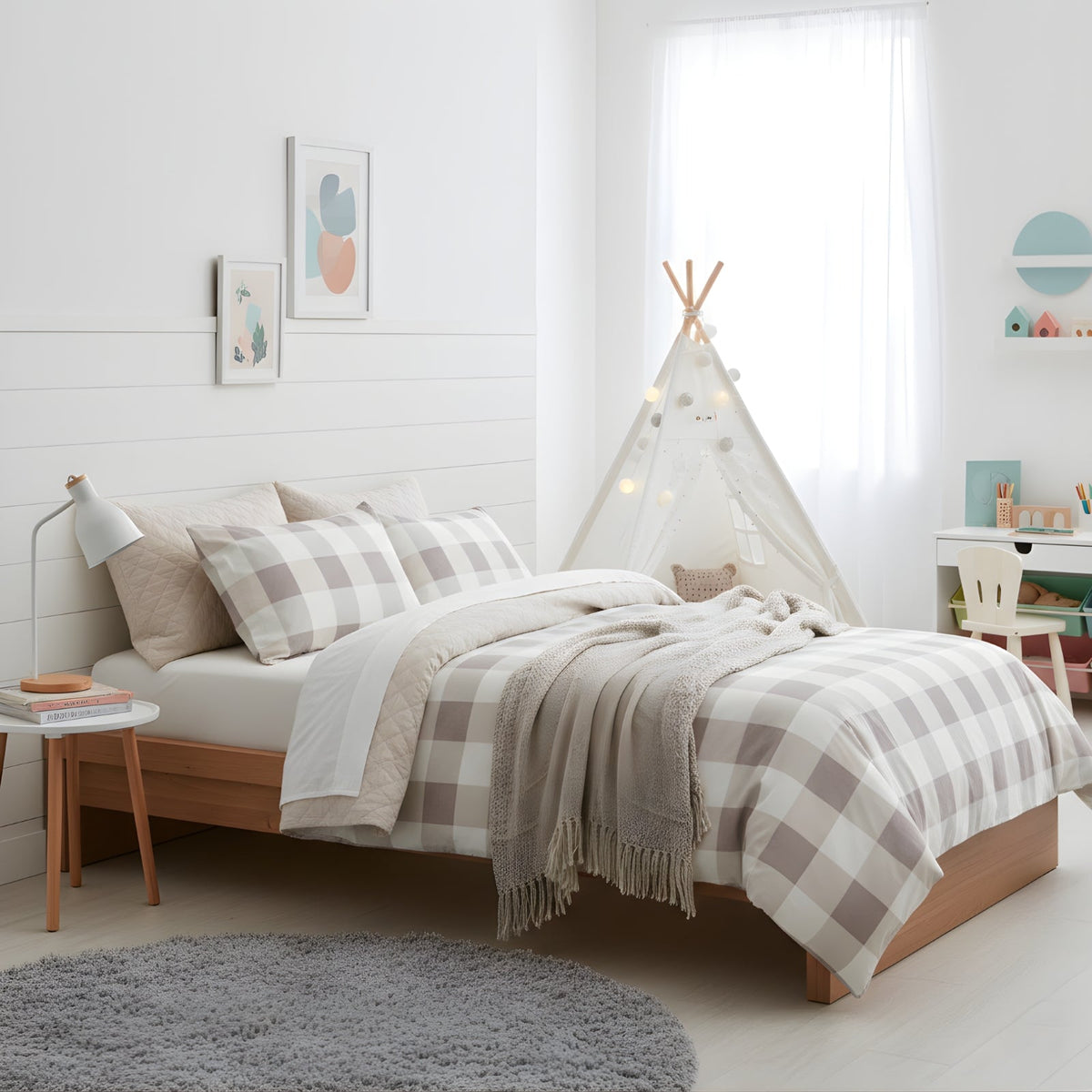 Park Avenue 175 GSM Egyptian Cotton Flannelette Kids Quilt Cover Set - Buffalo Check